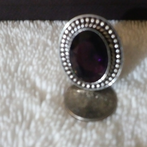 Genuine African Amethyst 925 Silver Ring💜💛 - Picture 3 of 6